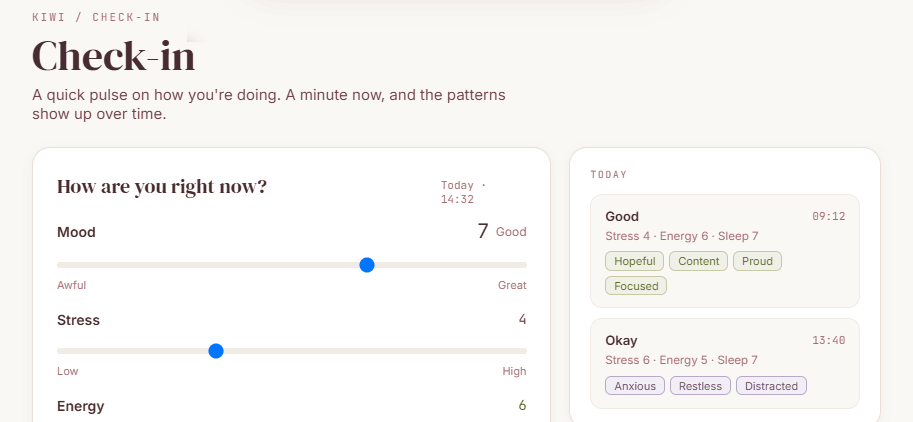 Check-in page